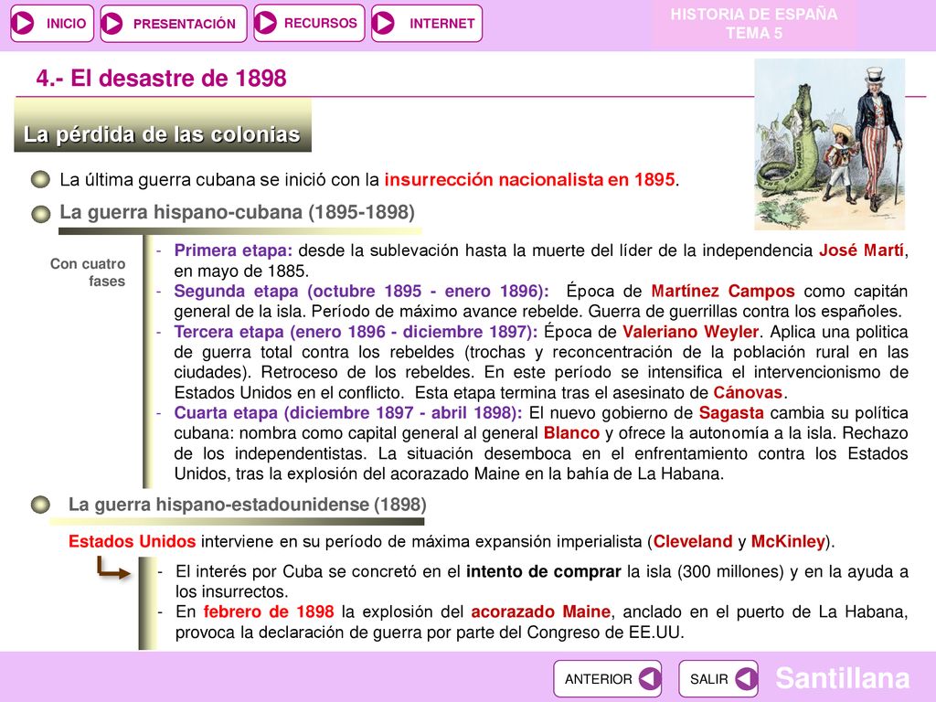 4.- El desastre de 1898 La pérdida de las colonias