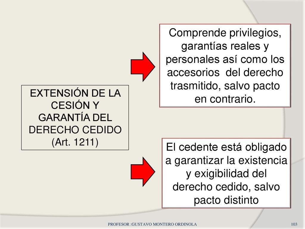 Comprende privilegios, garantías reales y personales así como los accesorios del derecho trasmitido, salvo pacto en contrario.