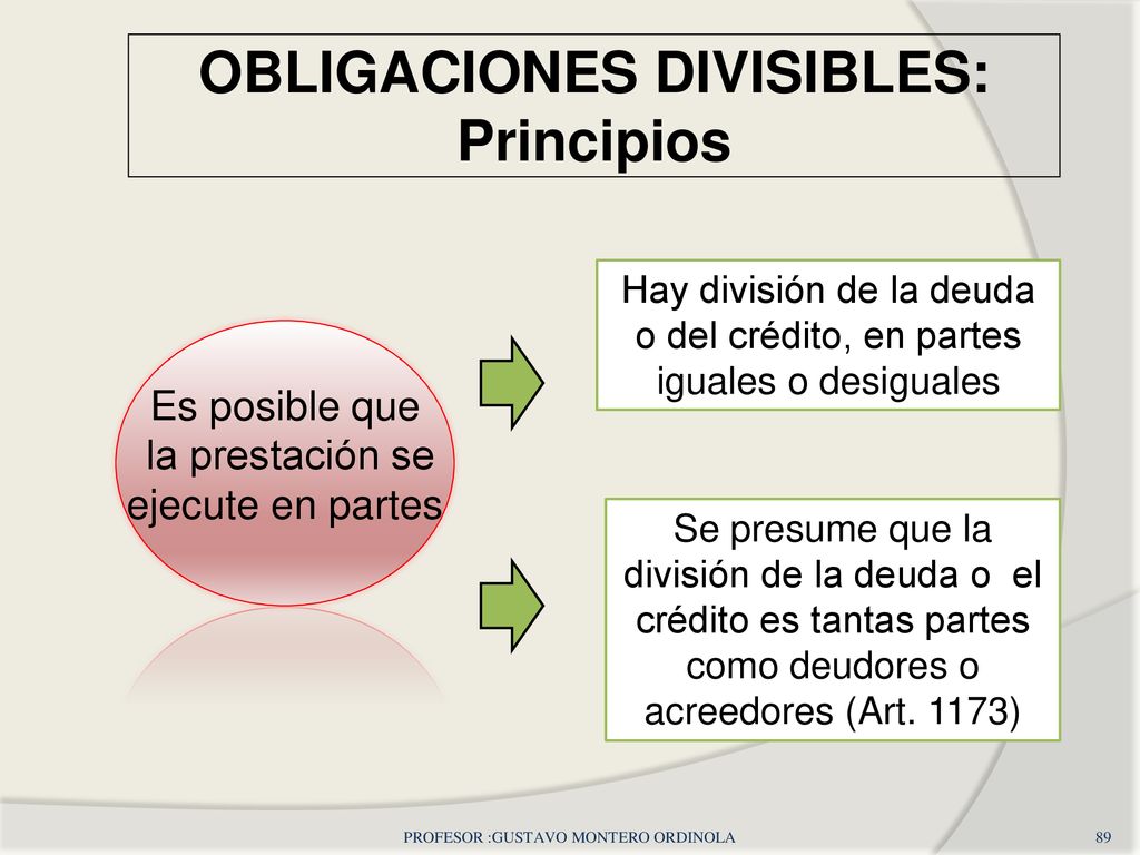 OBLIGACIONES DIVISIBLES: Principios