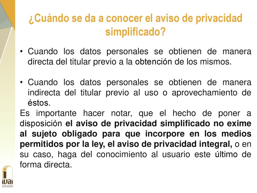 ¿Cuándo se da a conocer el aviso de privacidad simplificado