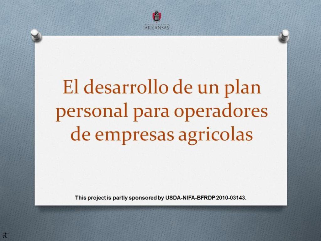 El desarrollo de un plan personal para operadores de empresas agricolas