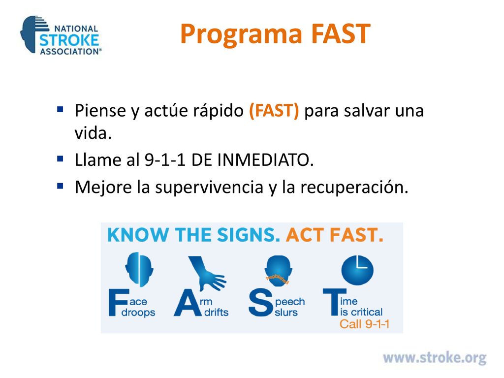Programa FAST Piense y actúe rápido (FAST) para salvar una vida.