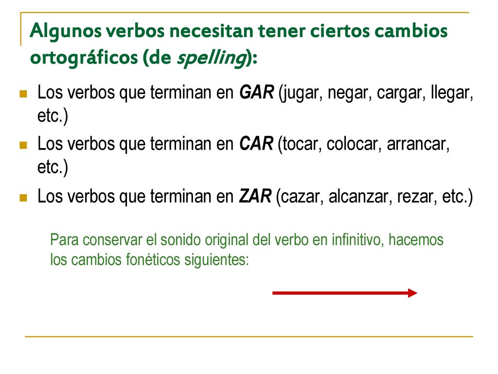 Algunos verbos necesitan tener ciertos cambios ortográficos (de spelling):