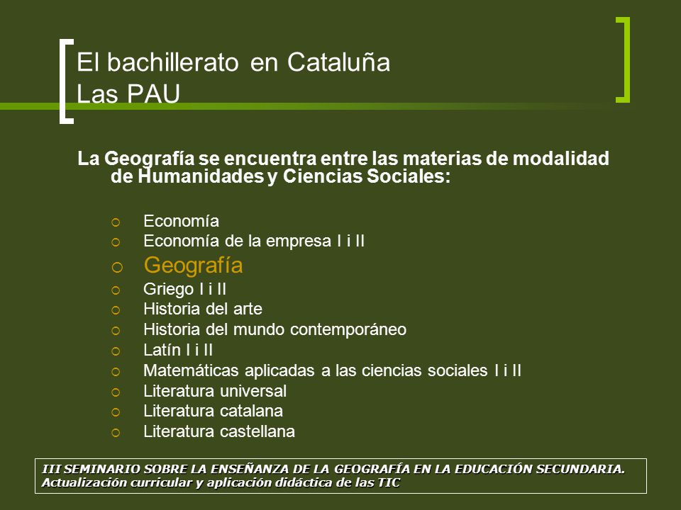 El bachillerato en Cataluña Las PAU