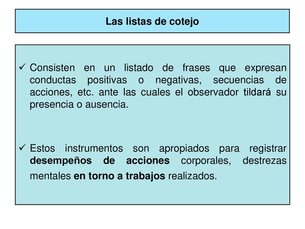 Las listas de cotejo