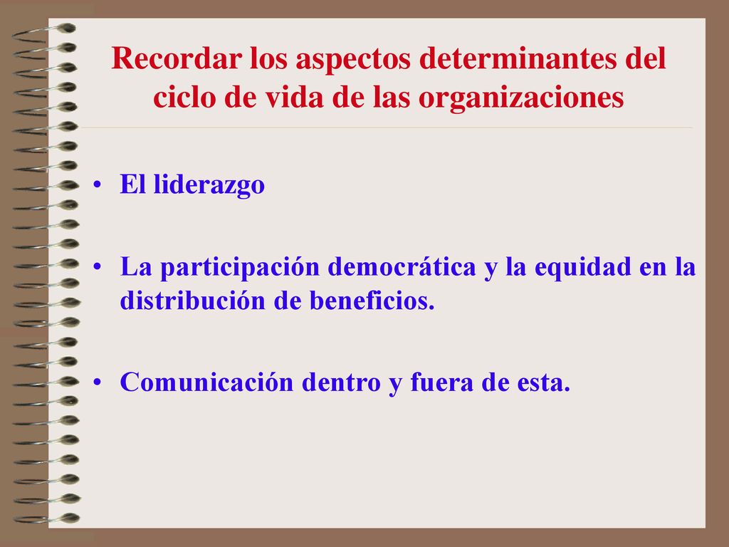 Recordar los aspectos determinantes del ciclo de vida de las organizaciones