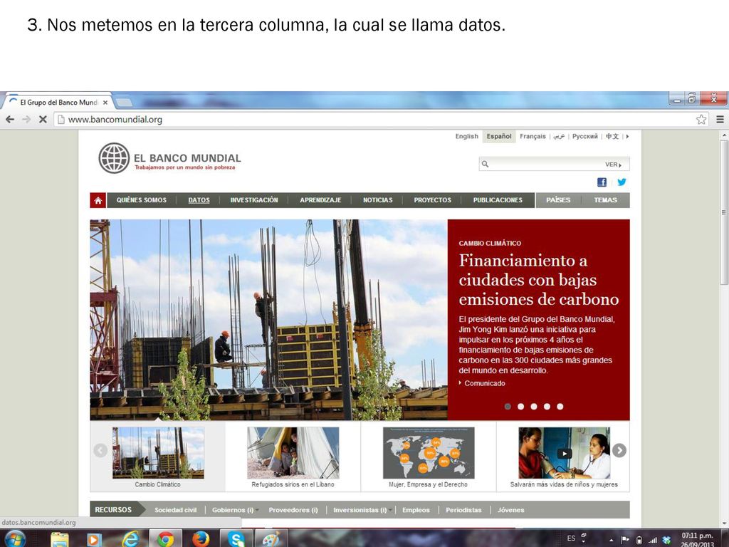 3. Nos metemos en la tercera columna, la cual se llama datos.
