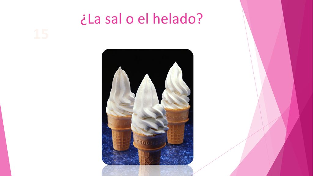 ¿La sal o el helado 15 ¿La sal o el helado ¿El plátano o la tarta