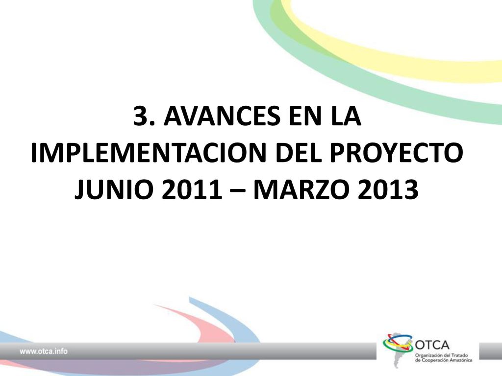 3. AVANCES EN LA IMPLEMENTACION DEL PROYECTO JUNIO 2011 – MARZO 2013