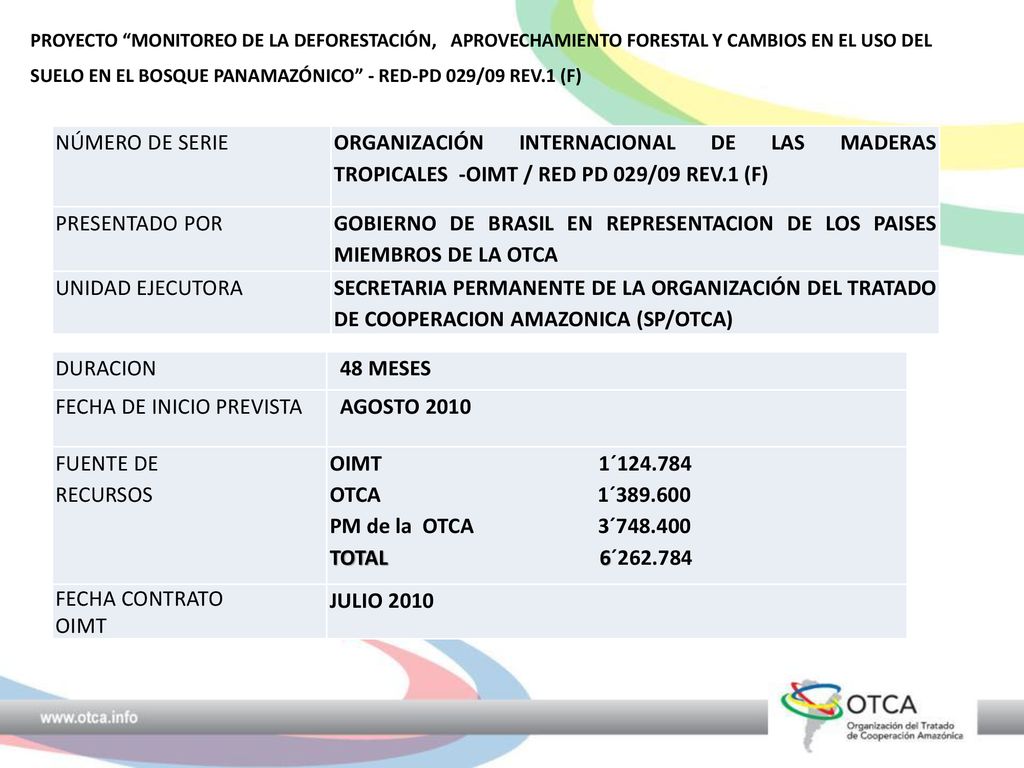 GOBIERNO DE BRASIL EN REPRESENTACION DE LOS PAISES MIEMBROS DE LA OTCA