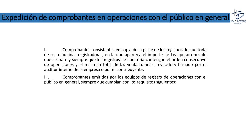 Expedición de comprobantes en operaciones con el público en general