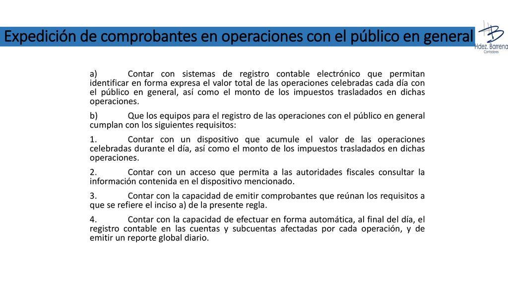 Expedición de comprobantes en operaciones con el público en general