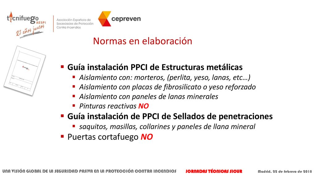 Normas en elaboración Guía instalación PPCI de Estructuras metálicas