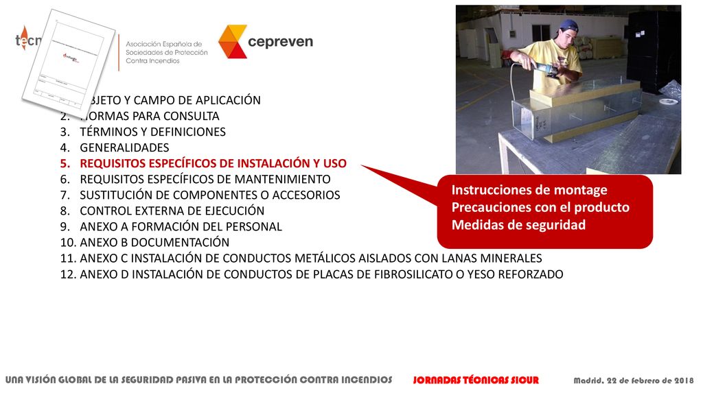Instrucciones de montage Precauciones con el producto