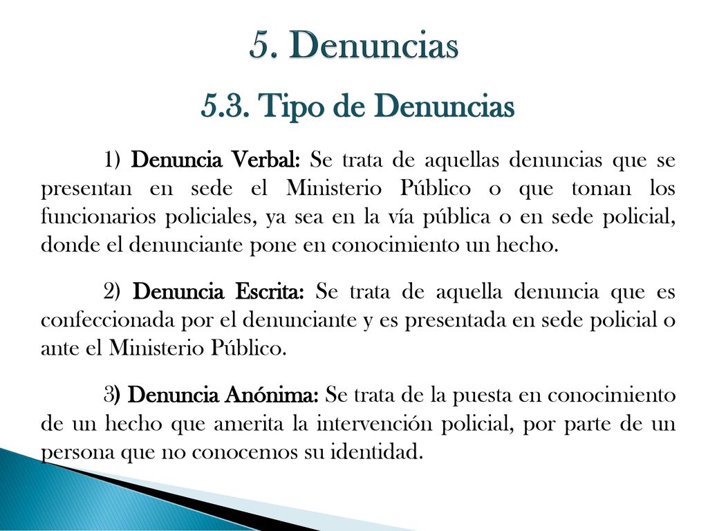 5. Denuncias 5.3. Tipo de Denuncias