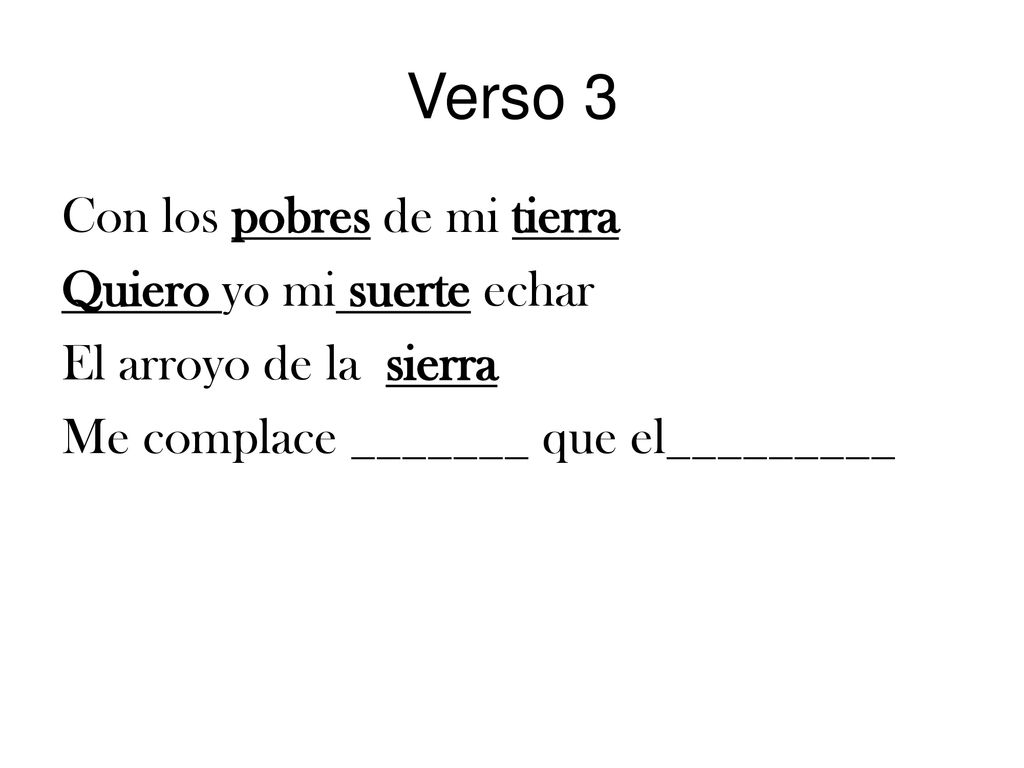 Verso 3 Con los pobres de mi tierra Quiero yo mi suerte echar