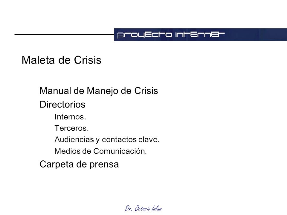 Maleta de Crisis Manual de Manejo de Crisis Directorios