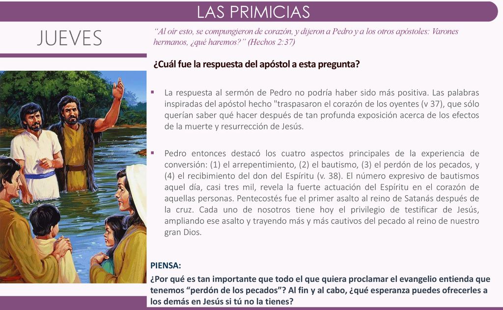LAS PRIMICIAS ¿Cuál fue la respuesta del apóstol a esta pregunta