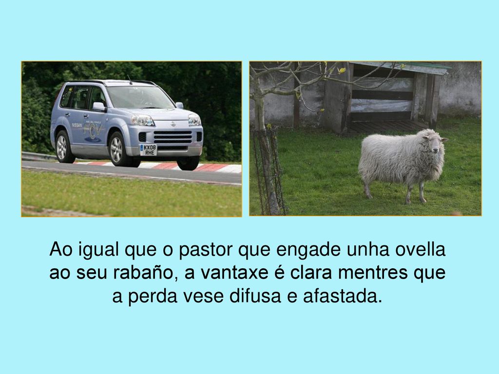 Ao igual que o pastor que engade unha ovella ao seu rabaño, a vantaxe é clara mentres que a perda vese difusa e afastada.