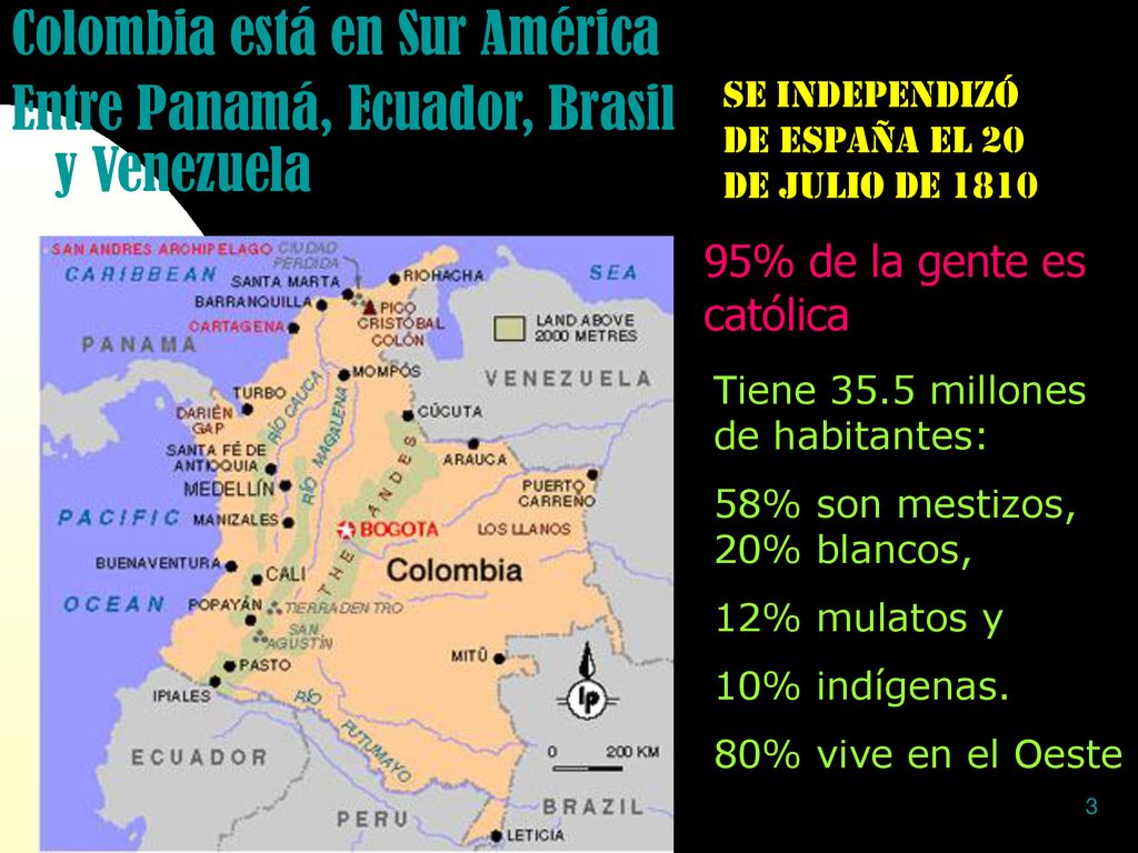 Colombia está en Sur América Entre Panamá, Ecuador, Brasil y Venezuela