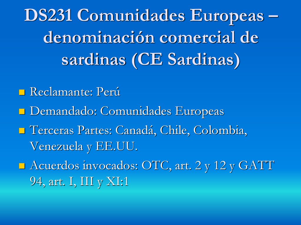 DS231 Comunidades Europeas – denominación comercial de sardinas (CE Sardinas)