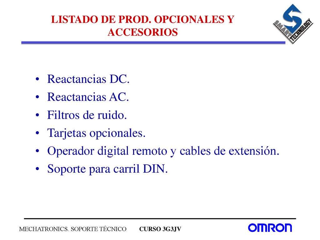 LISTADO DE PROD. OPCIONALES Y ACCESORIOS
