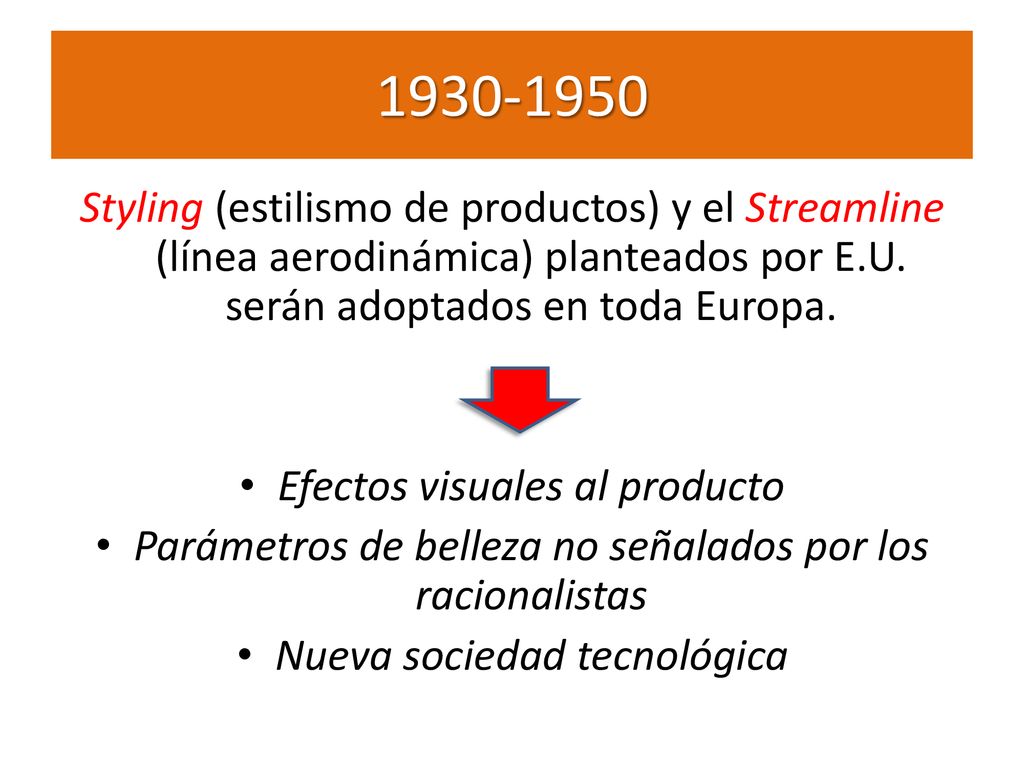 Styling (estilismo de productos) y el Streamline (línea aerodinámica) planteados por E.U. serán adoptados en toda Europa.