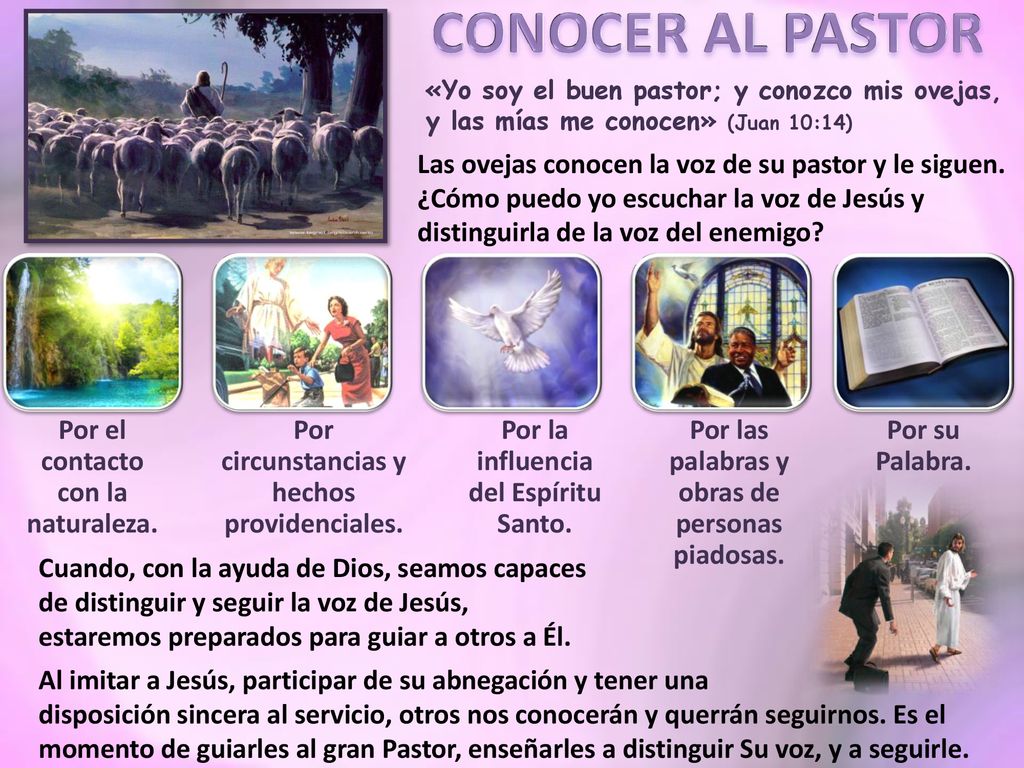 CONOCER AL PASTOR «Yo soy el buen pastor; y conozco mis ovejas, y las mías me conocen» (Juan 10:14)