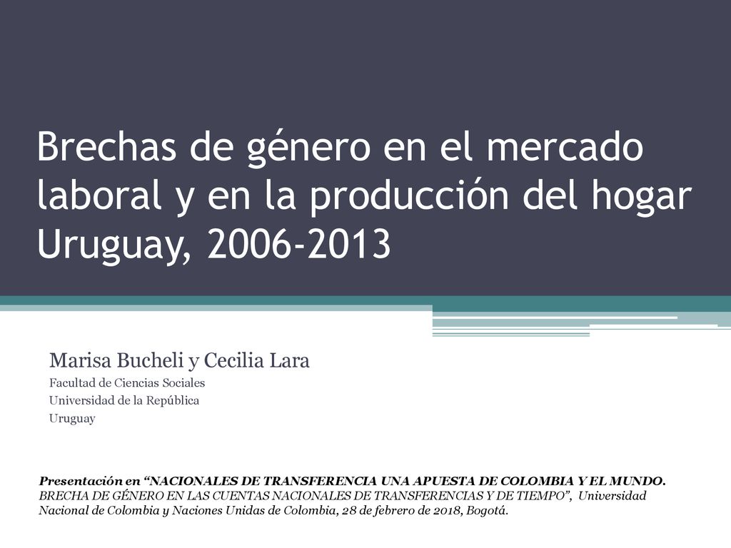 Brechas de género en el mercado laboral y en la producción del hogar Uruguay,