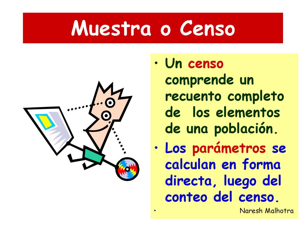 Muestra o Censo Un censo comprende un recuento completo de los elementos de una población.