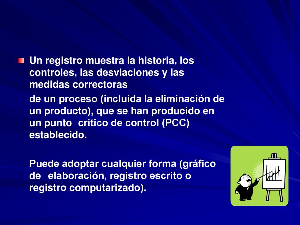 Un registro muestra la historia, los controles, las desviaciones y las medidas correctoras