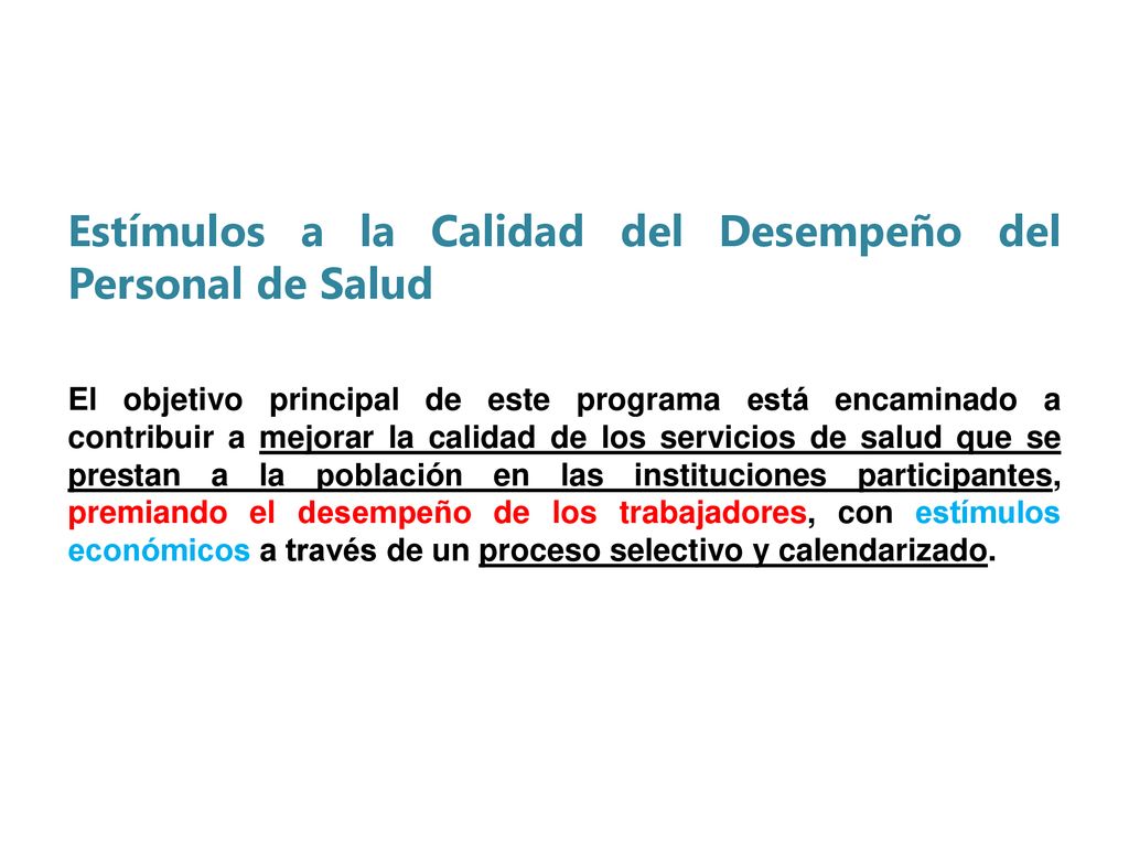 Estímulos a la Calidad del Desempeño del Personal de Salud