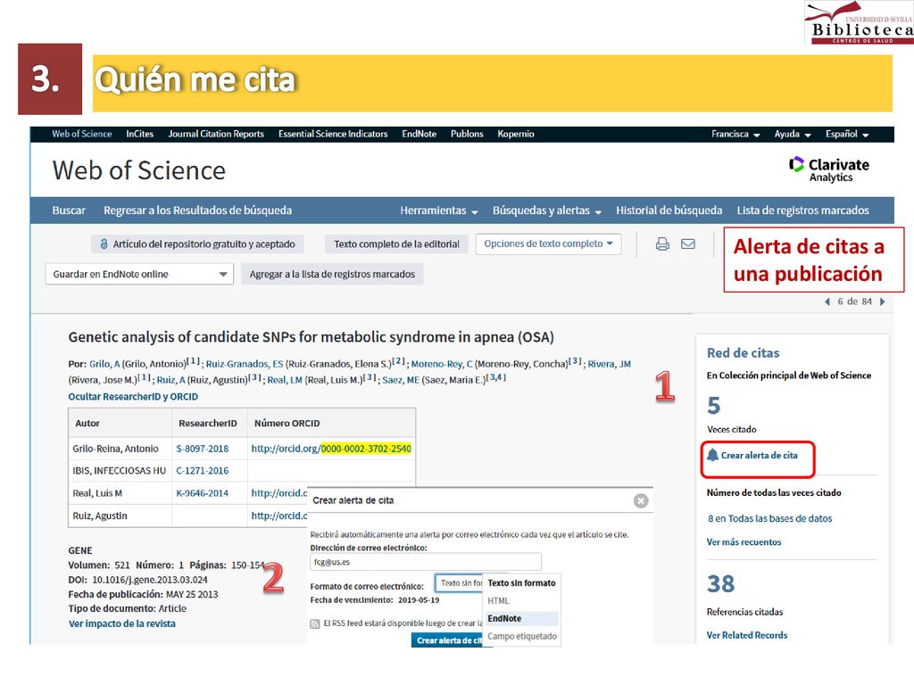 Quién me cita Alerta de citas a una publicación PMID