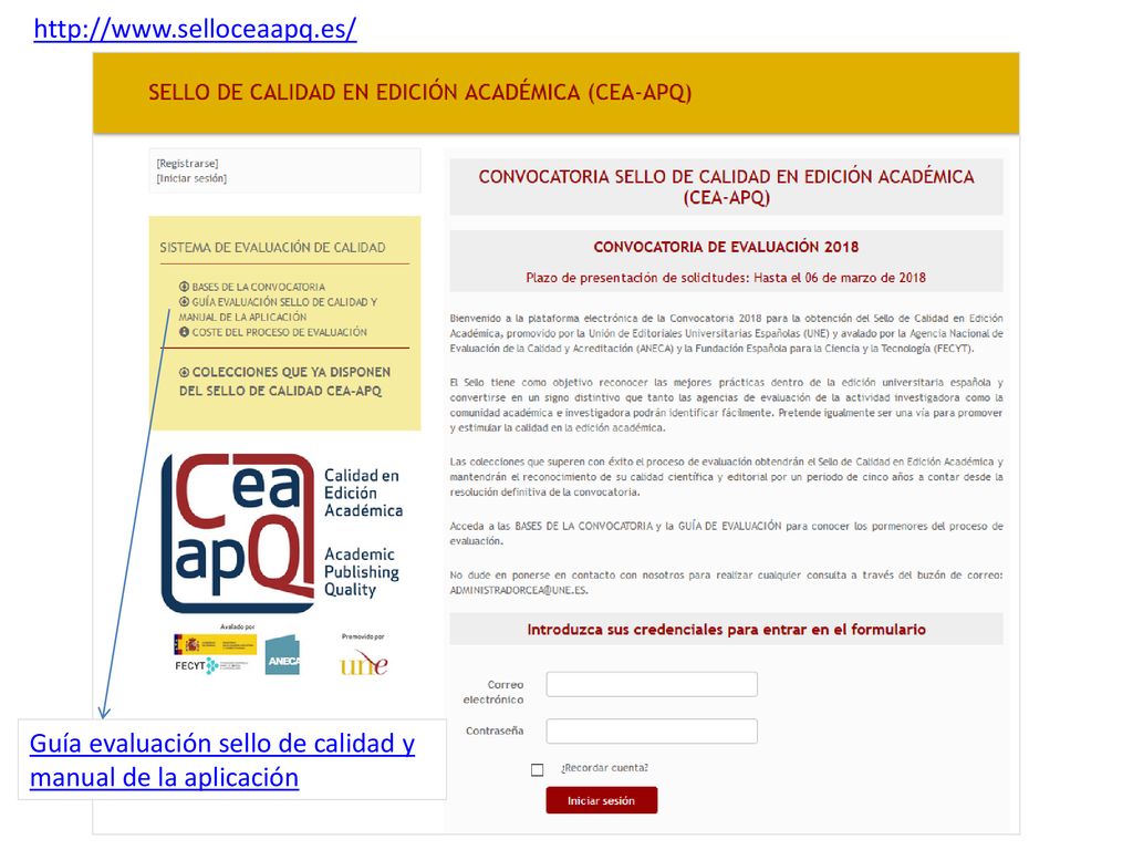Guía evaluación sello de calidad y manual de la aplicación