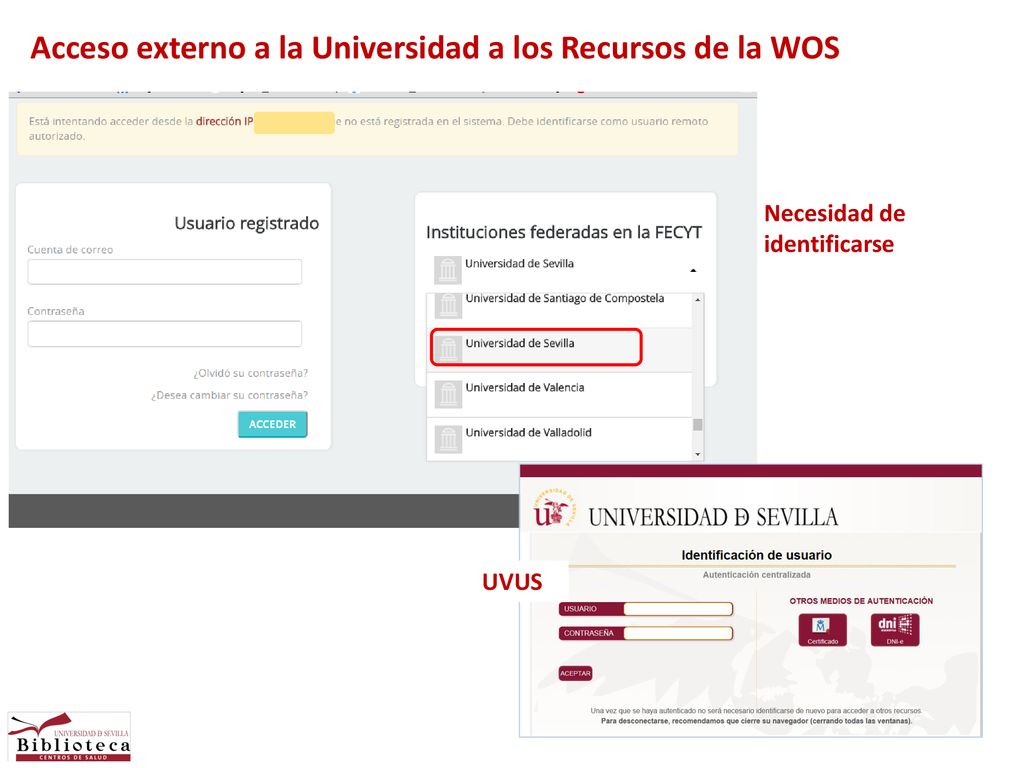 Acceso externo a la Universidad a los Recursos de la WOS