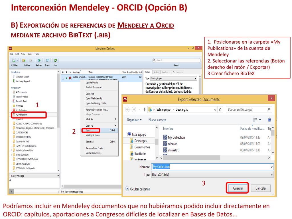 Interconexión Mendeley - ORCID (Opción B)