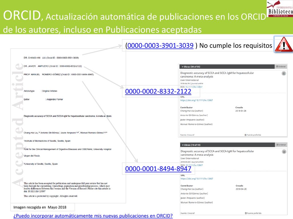 ORCID, Actualización automática de publicaciones en los ORCID de los autores, incluso en Publicaciones aceptadas