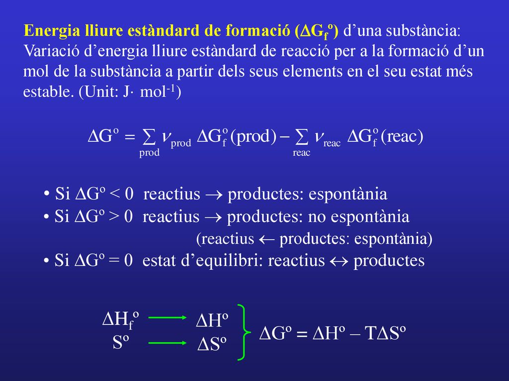 Si DGº < 0 reactius ® productes: espontània