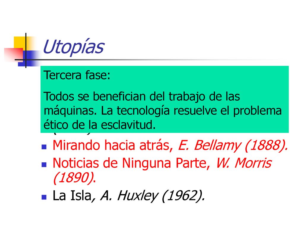 Utopías La República, Platón (siglo IV A.C.). Utopía, T. Moro (1516).