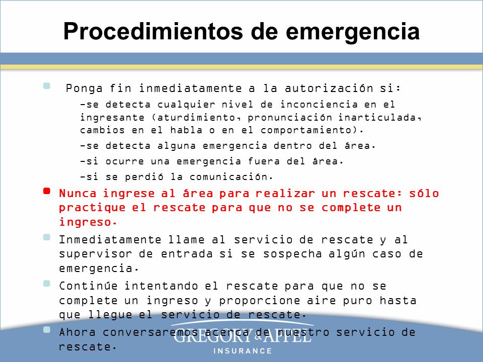 Procedimientos de emergencia