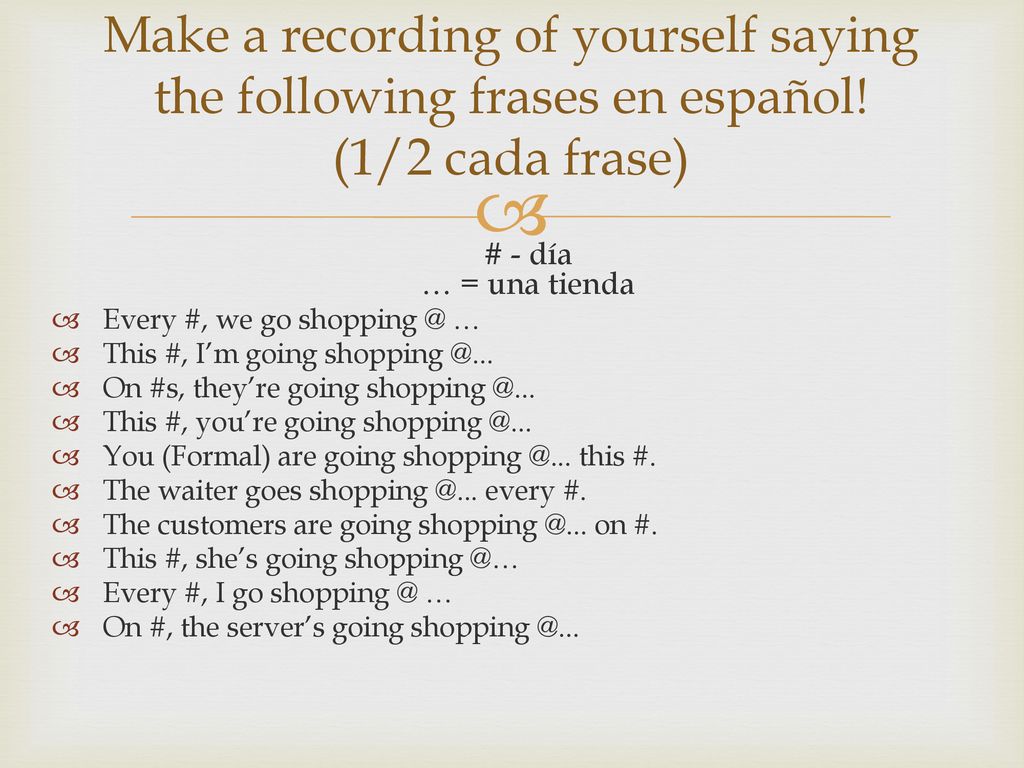 Make a recording of yourself saying the following frases en español