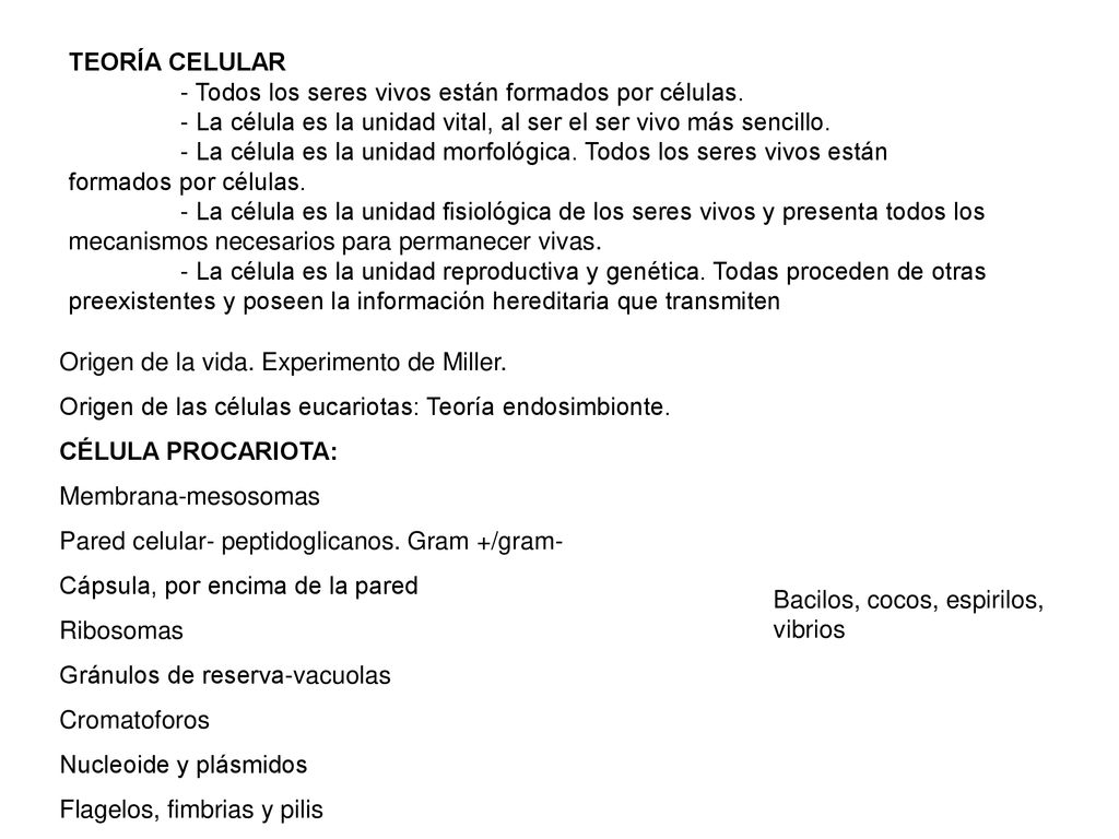 TEORÍA CELULAR - Todos los seres vivos están formados por células. - La célula es la unidad vital, al ser el ser vivo más sencillo.