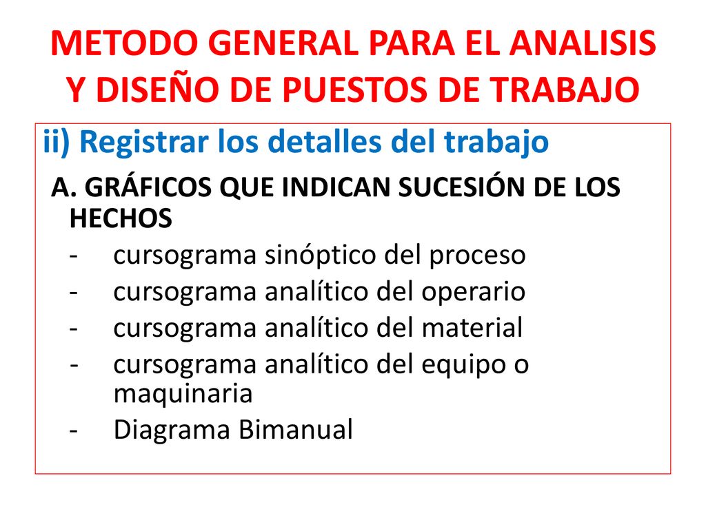 METODO GENERAL PARA EL ANALISIS Y DISEÑO DE PUESTOS DE TRABAJO