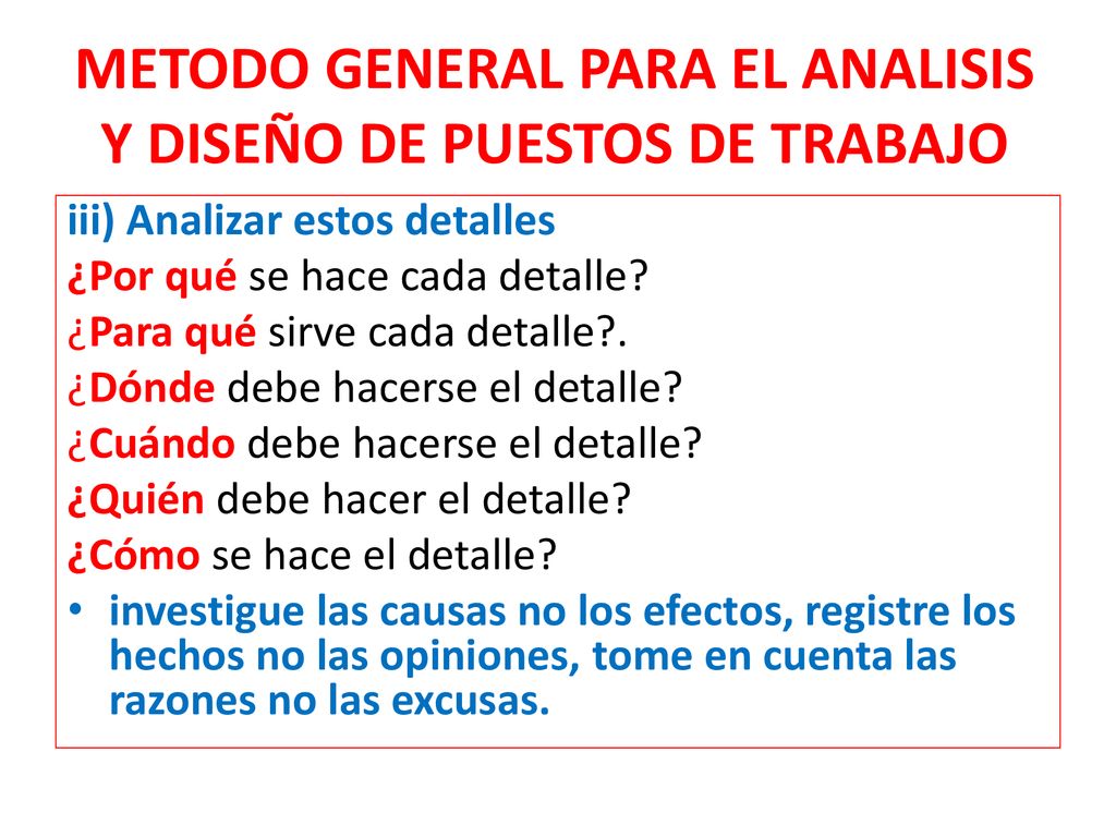 METODO GENERAL PARA EL ANALISIS Y DISEÑO DE PUESTOS DE TRABAJO