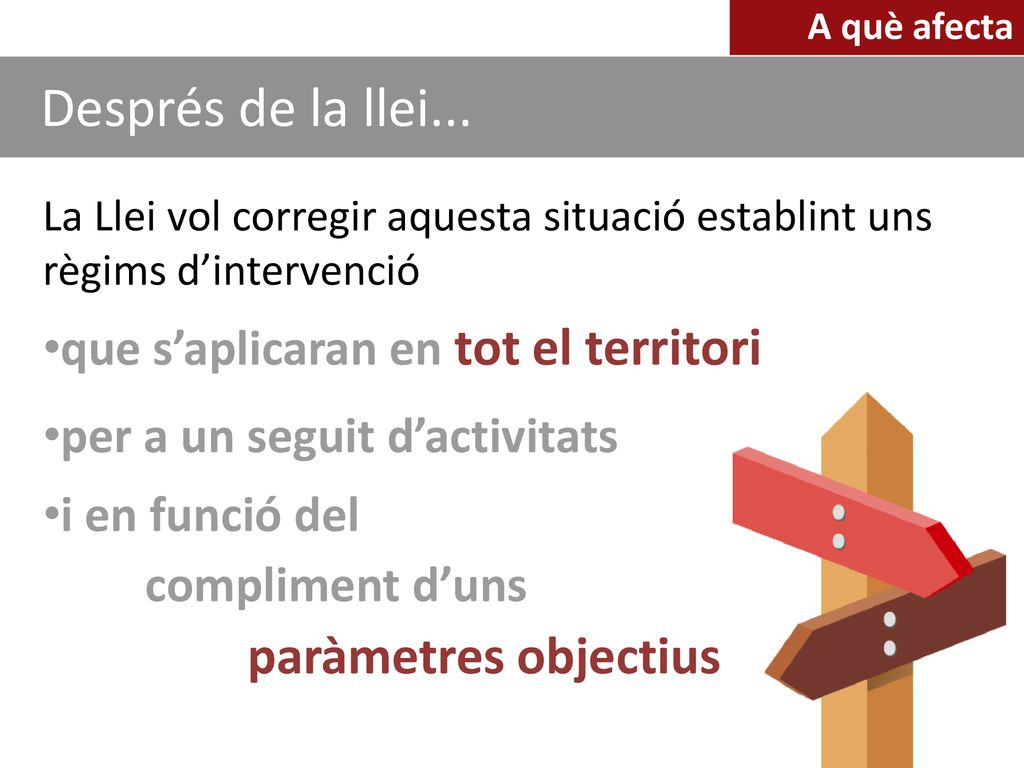 Després de la llei... que s’aplicaran en tot el territori