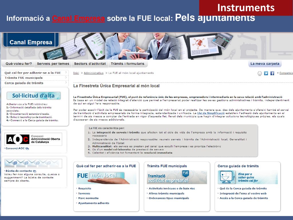 Informació a Canal Empresa sobre la FUE local: Pels ajuntaments