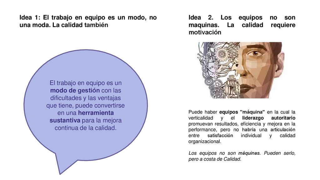 Idea 2. Los equipos no son maquinas. La calidad requiere motivación