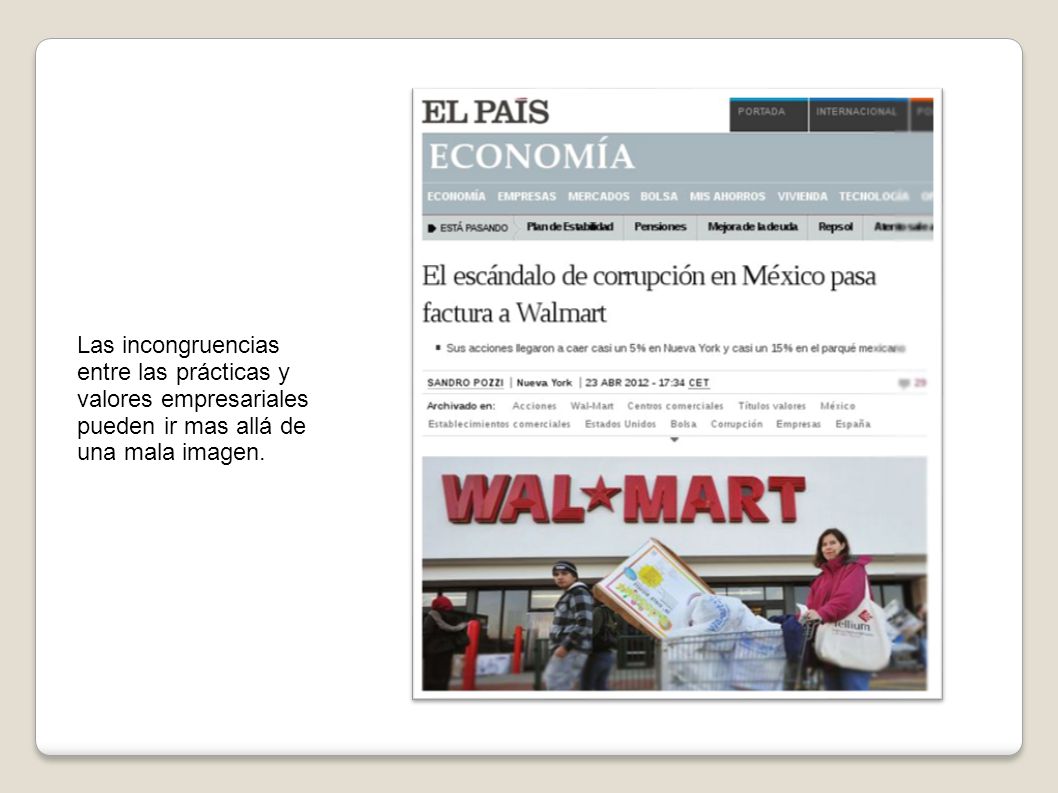 Las incongruencias entre las prácticas y valores empresariales pueden ir mas allá de una mala imagen.