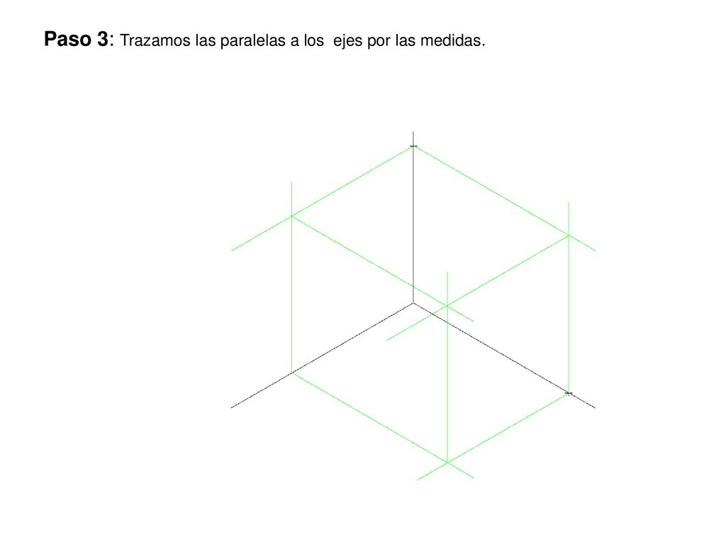 Paso 3: Trazamos las paralelas a los ejes por las medidas.