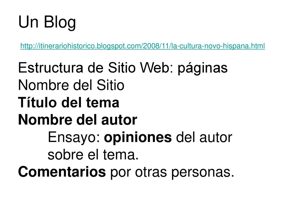 Un Blog Estructura de Sitio Web: páginas Nombre del Sitio